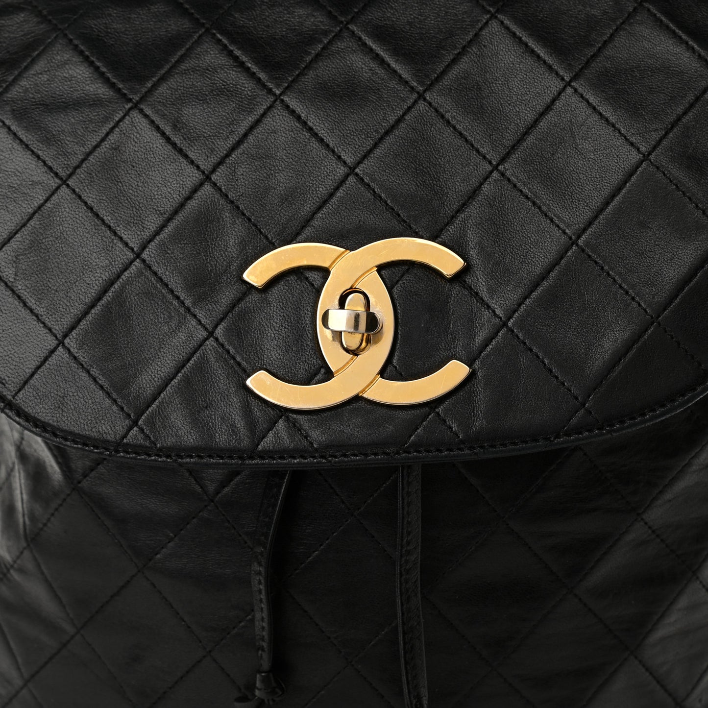 Lambskin Quilted Backpack Black