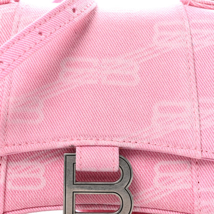Balenciaga Washed Denim BB Monogram Hourglass Top Handle Bag XS Pink 9 of 12