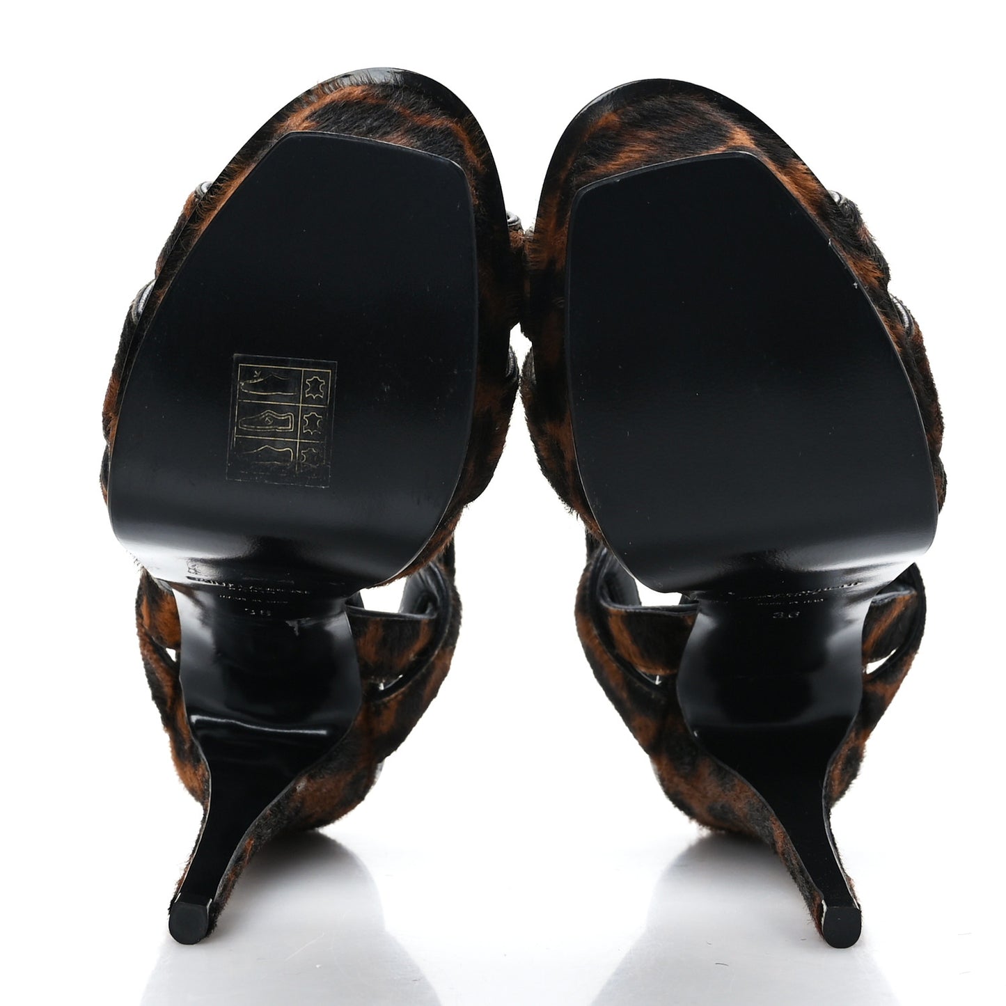 Pony Hair Leopard Print Tribute 105 Platform Sandals 36 Naturale