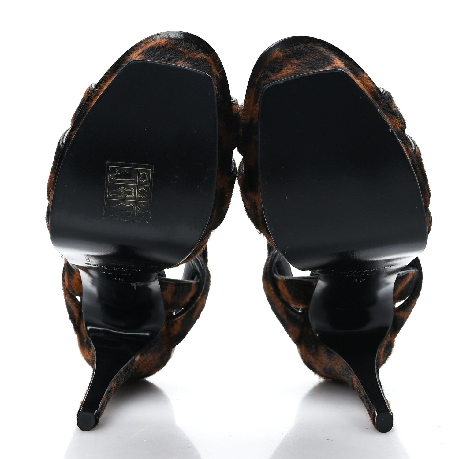 Saint Laurent Pony Hair Leopard Print Tribute 105 Platform Sandals 36 Naturale 5 of 7