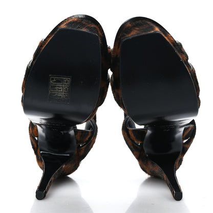 Saint Laurent Pony Hair Leopard Print Tribute 105 Platform Sandals 36 Naturale 5 of 7
