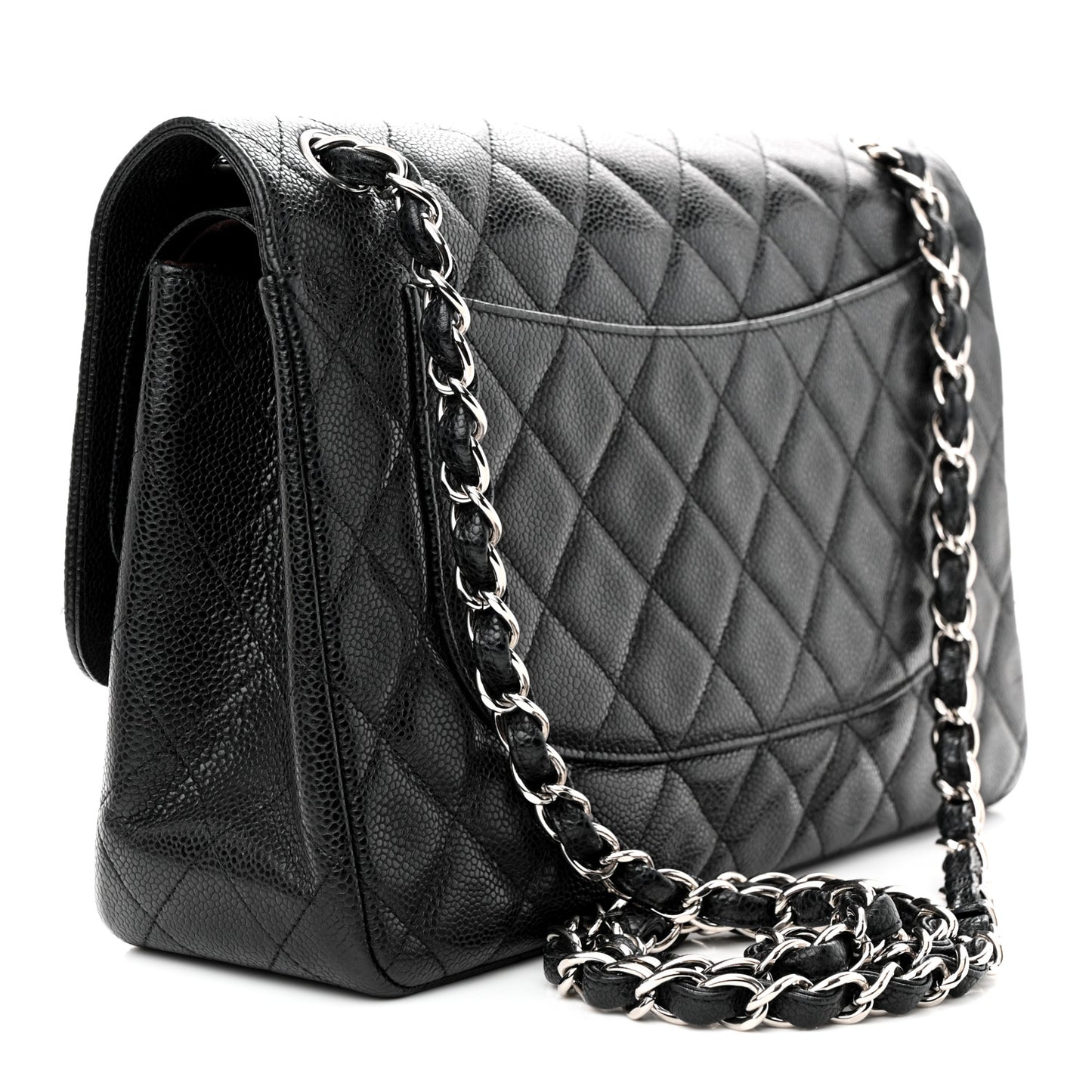 Caviar Quilted Jumbo Double Flap Black