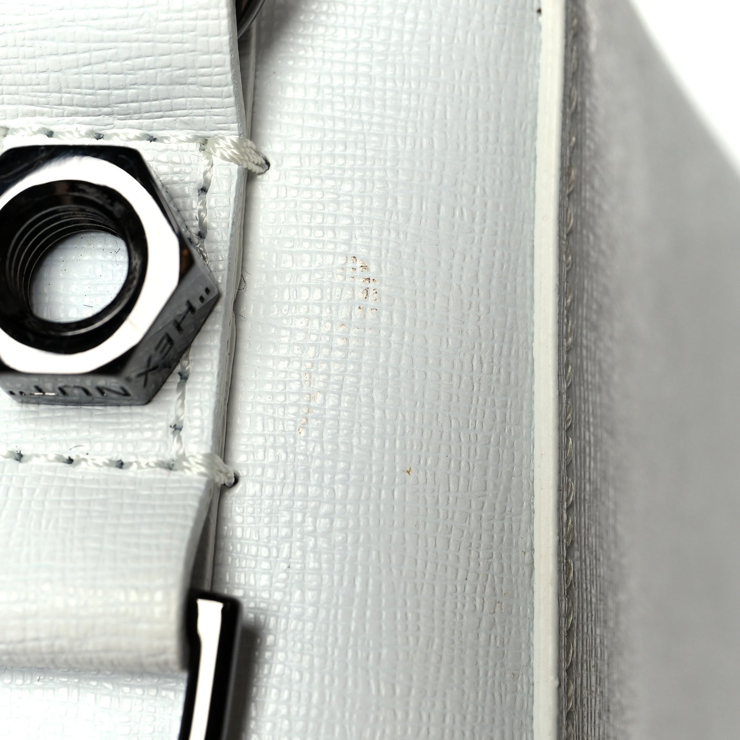 Saffiano Striped Diag Binder Flap Bag White Black