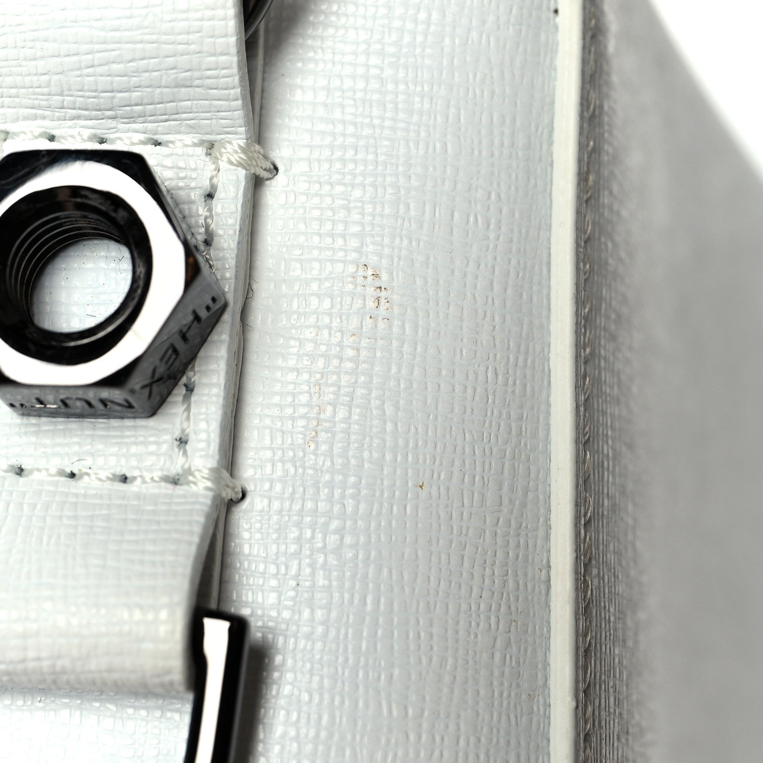 Off-White Saffiano Striped Diag Binder Flap Bag White Black 16 of 16