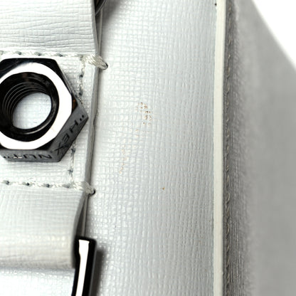 Off-White Saffiano Striped Diag Binder Flap Bag White Black 16 of 16