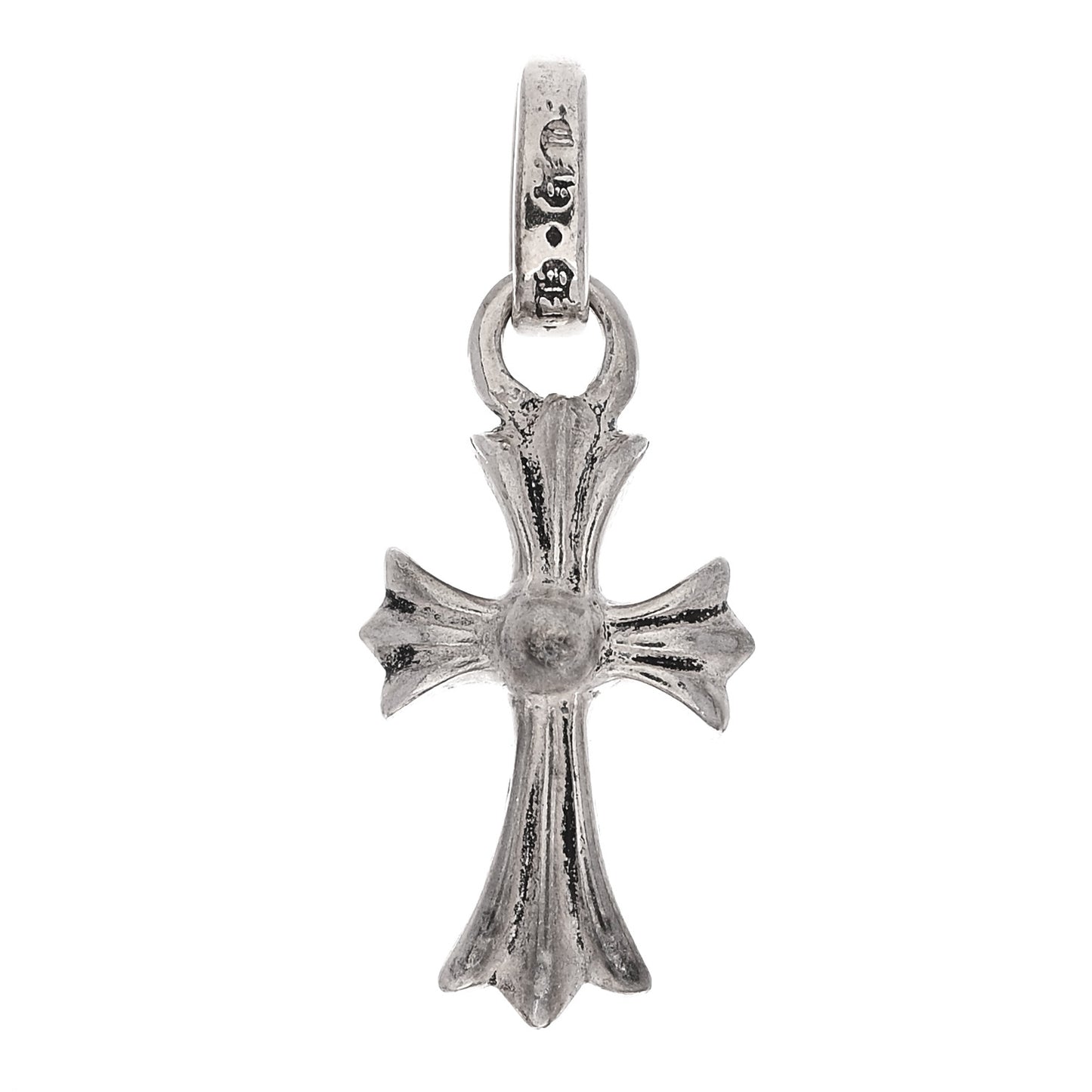 Sterling Silver Diamond Baby Fat Cross Pave Pendant