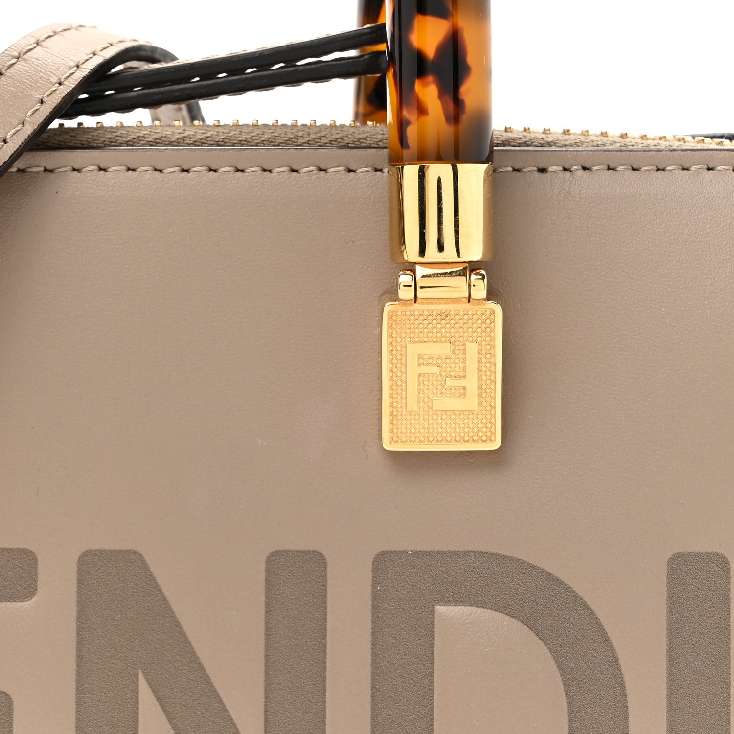 Fendi Vitello King Plexiglass Logo Embossed Mini By The Way Top Handle Boston Bag Tortora 8 of 12