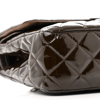 Chanel Patent Quilted Medium Double Flap Brown 9 of 15