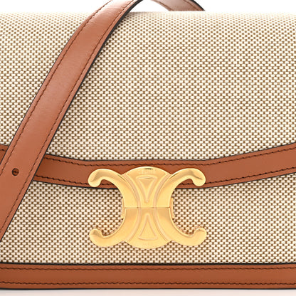 Celine Textile Natural Calfskin Teen Triomphe White Tan 9 of 11