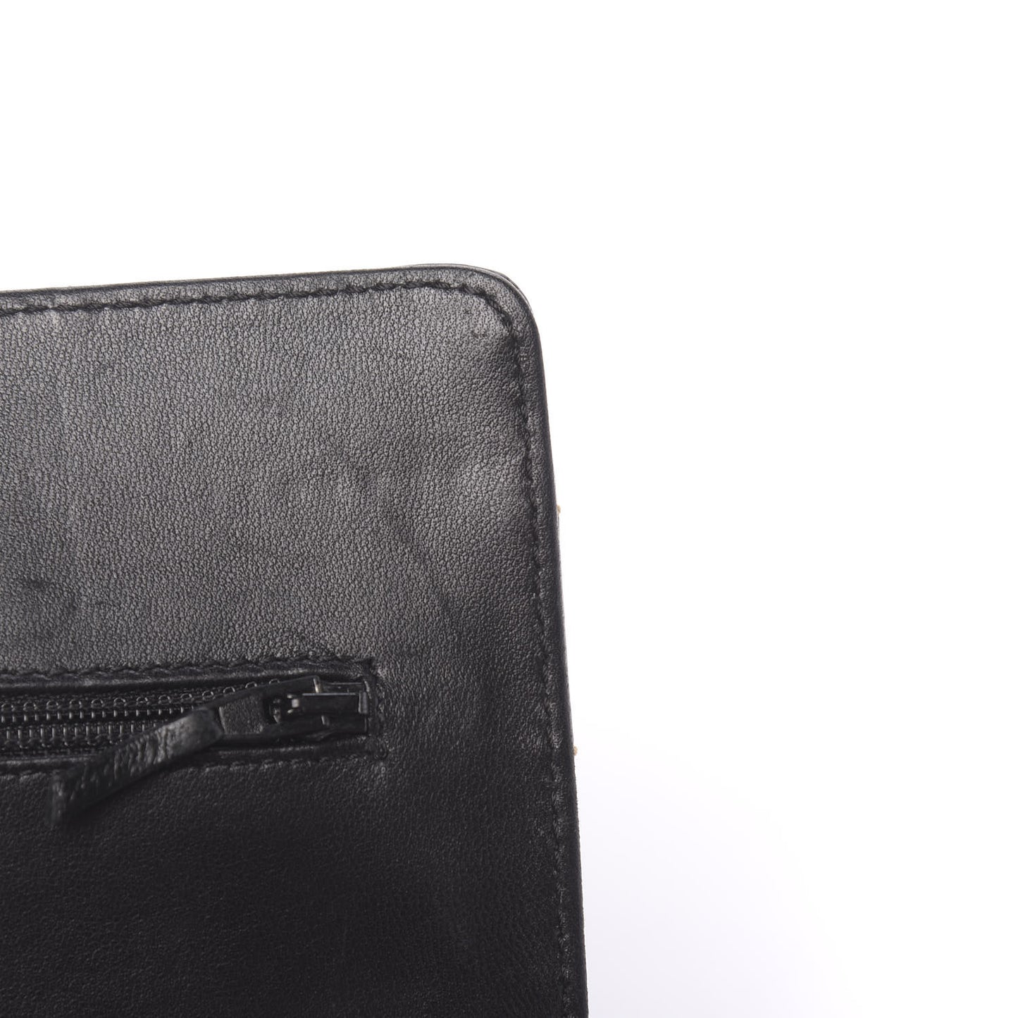 Calfskin Stitched Square Quilted Wallet On Chain WOC Black