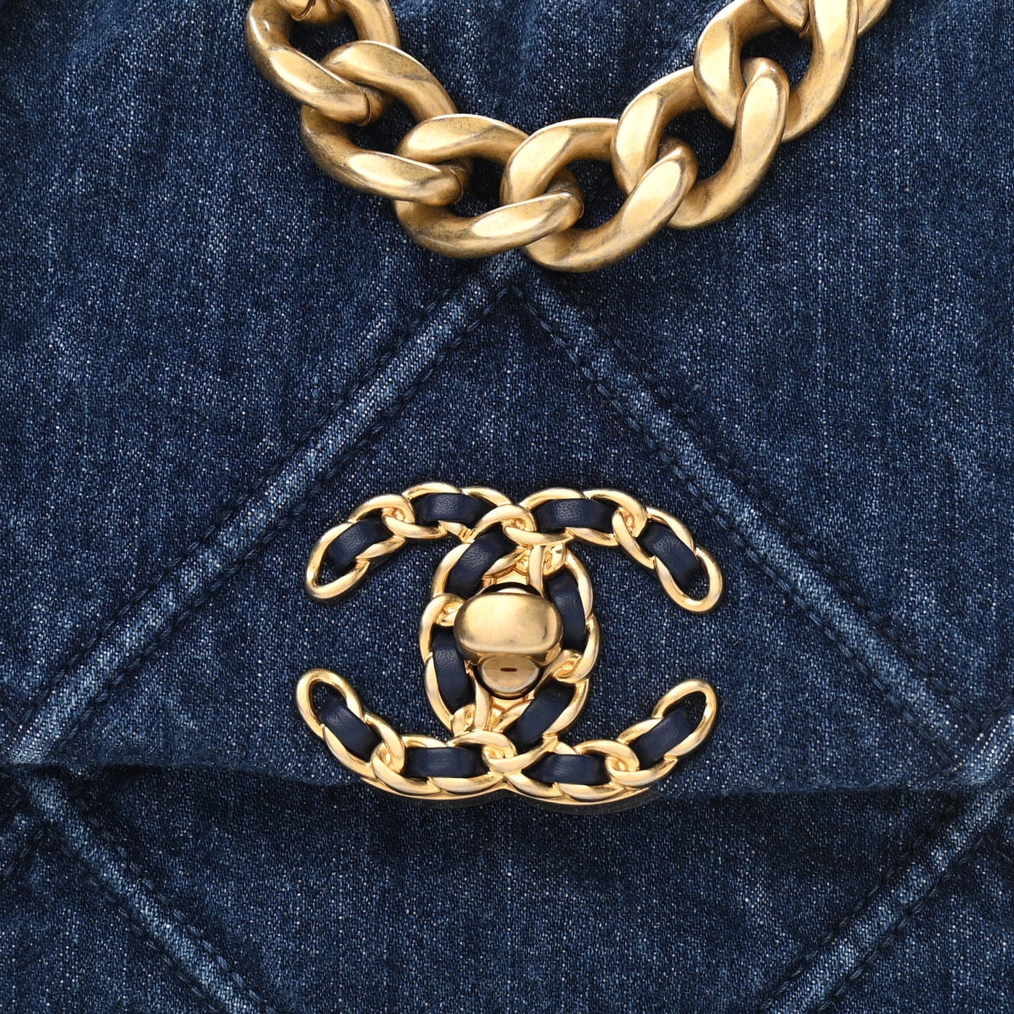 Denim Quilted Medium Chanel 19 Flap Blue
