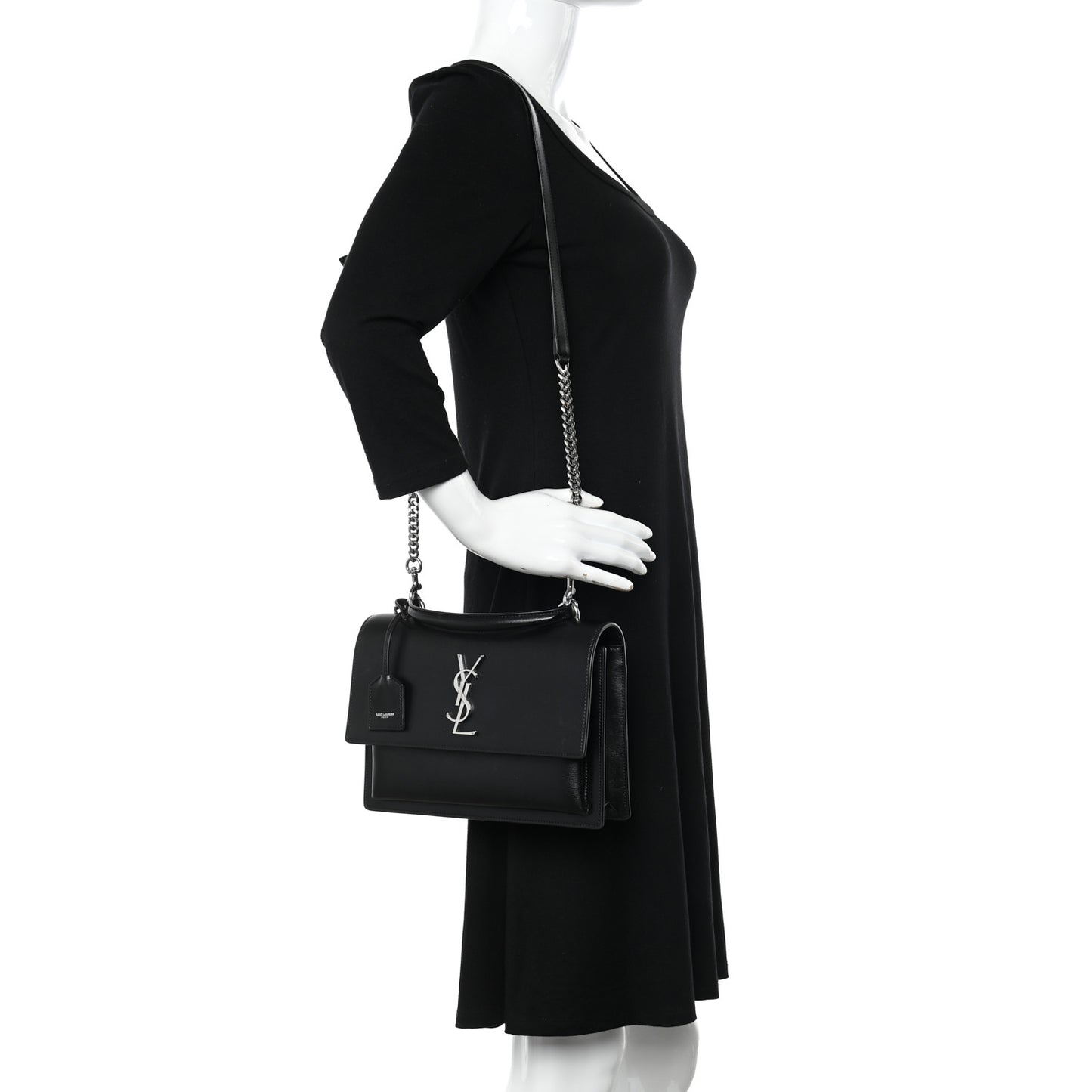 Smooth Calfskin Medium Monogram Sunset Satchel Black