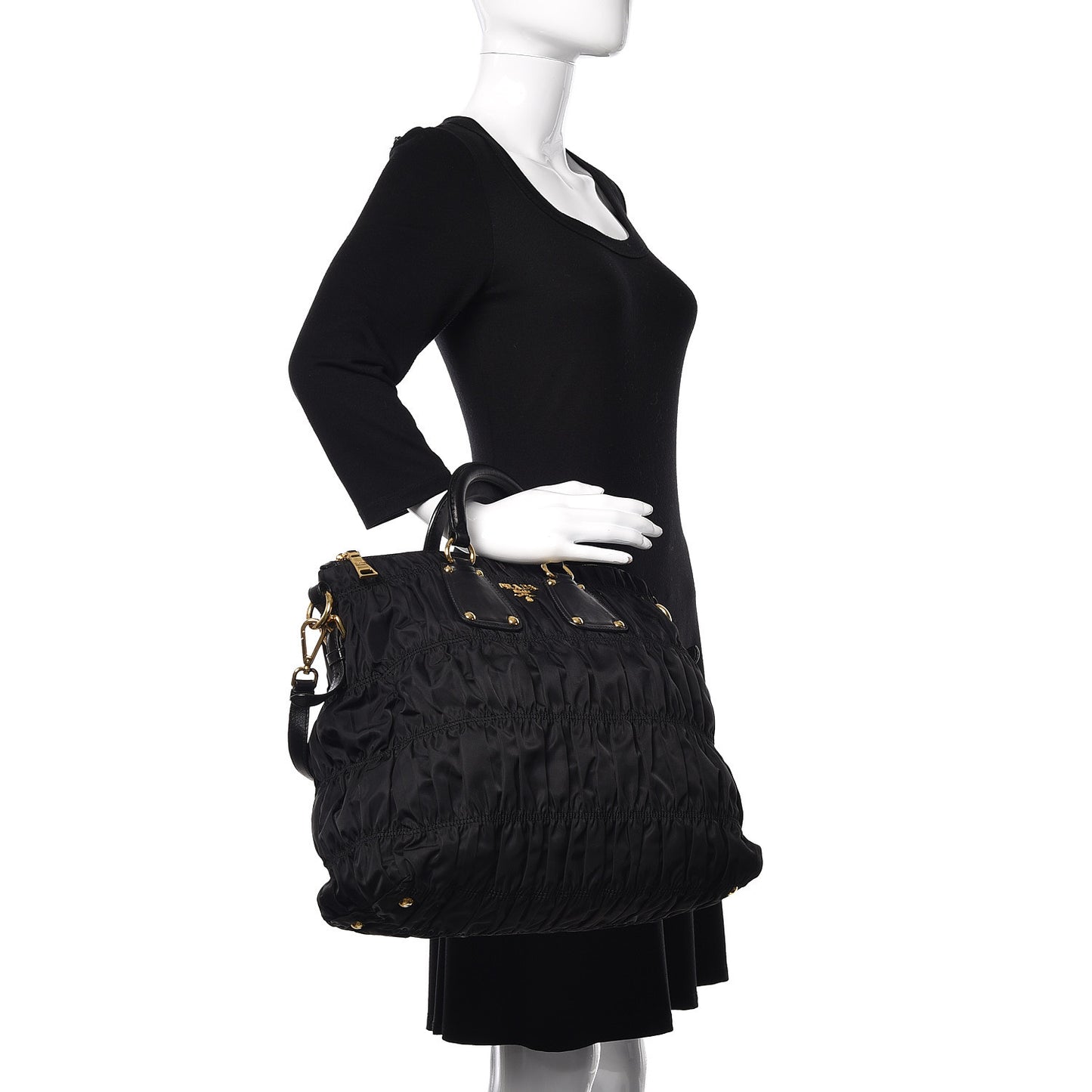 Tessuto Nylon Gaufre Tote Black