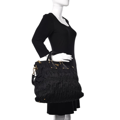 Prada Tessuto Nylon Gaufre Tote Black 3 of 15