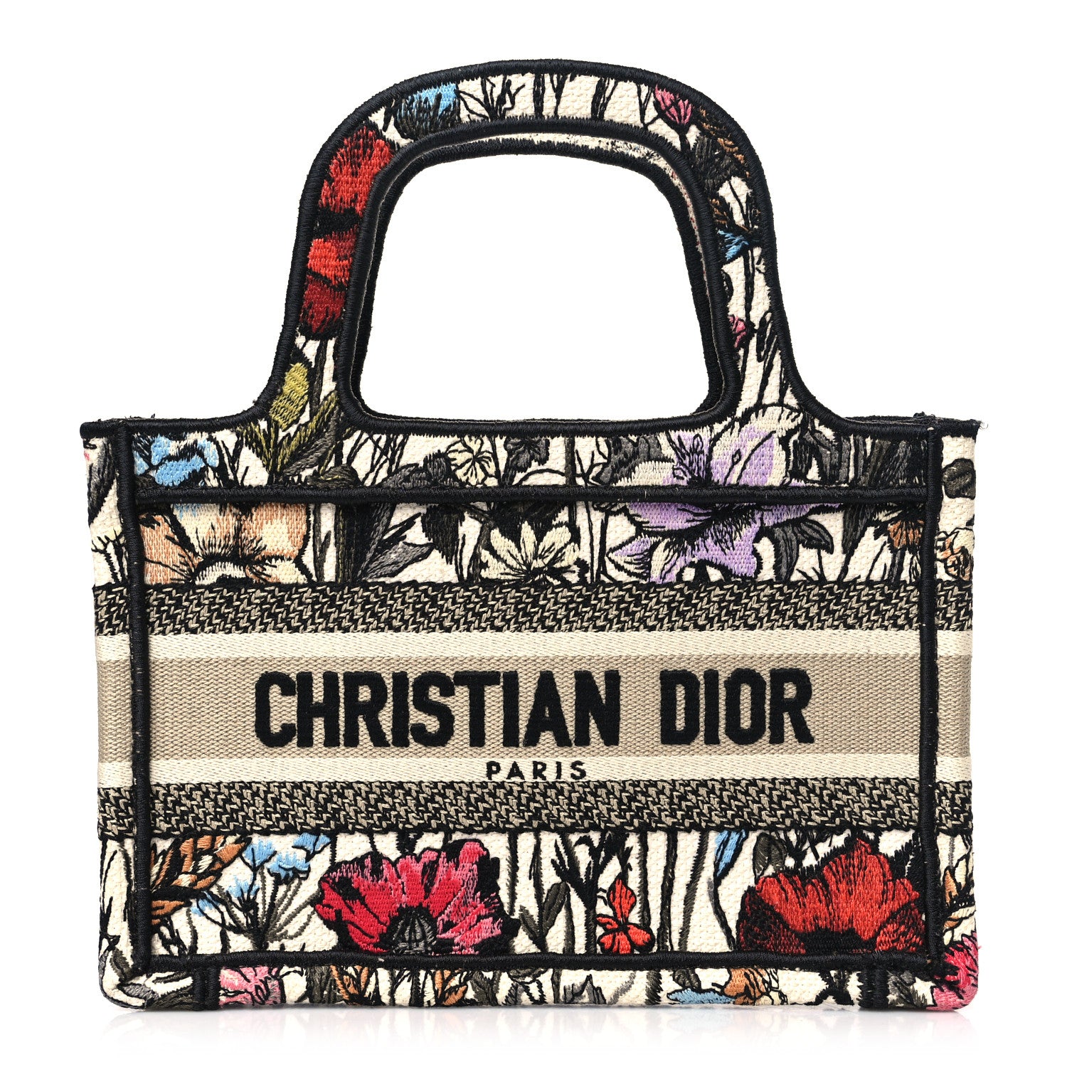 Christian Dior Canvas Embroidered Mille Fleurs Mini Book Tote Multicolor 1 of 11