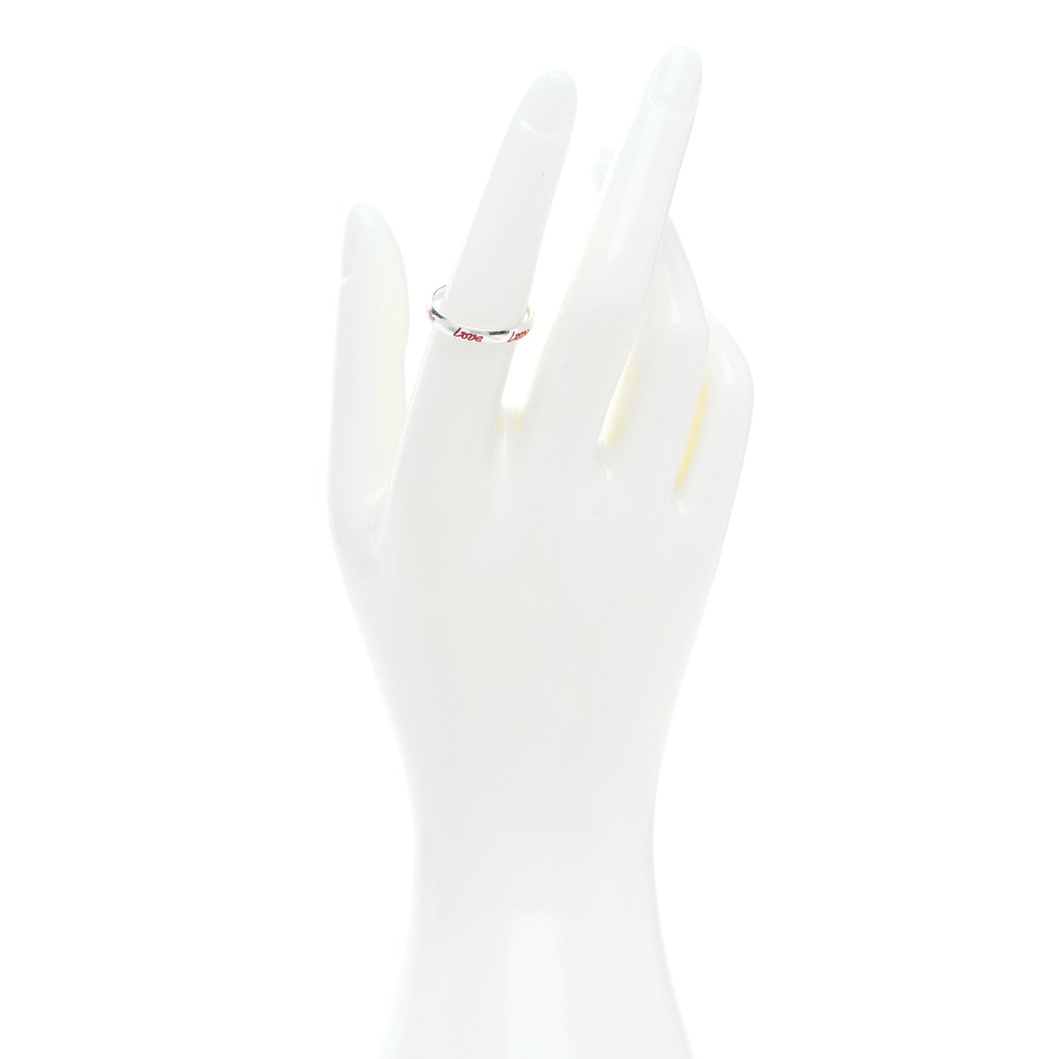 Tiffany Sterling Silver Enamel Paloma Picasso Love Band Ring 53 6.5 Red 2 of 6