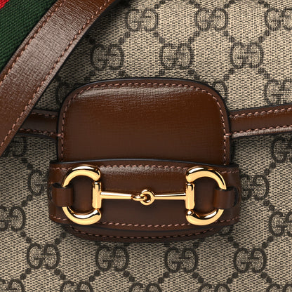 Gucci GG Supreme Monogram Web Mini Horsebit 1955 Shoulder Bag Beige Brown Sugar 8 of 10