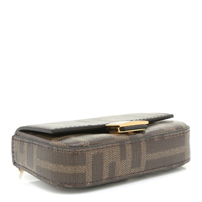 Fendi Glazed Fabric FF 1974 Nano Baguette Charm Mogano Panna 3 of 10