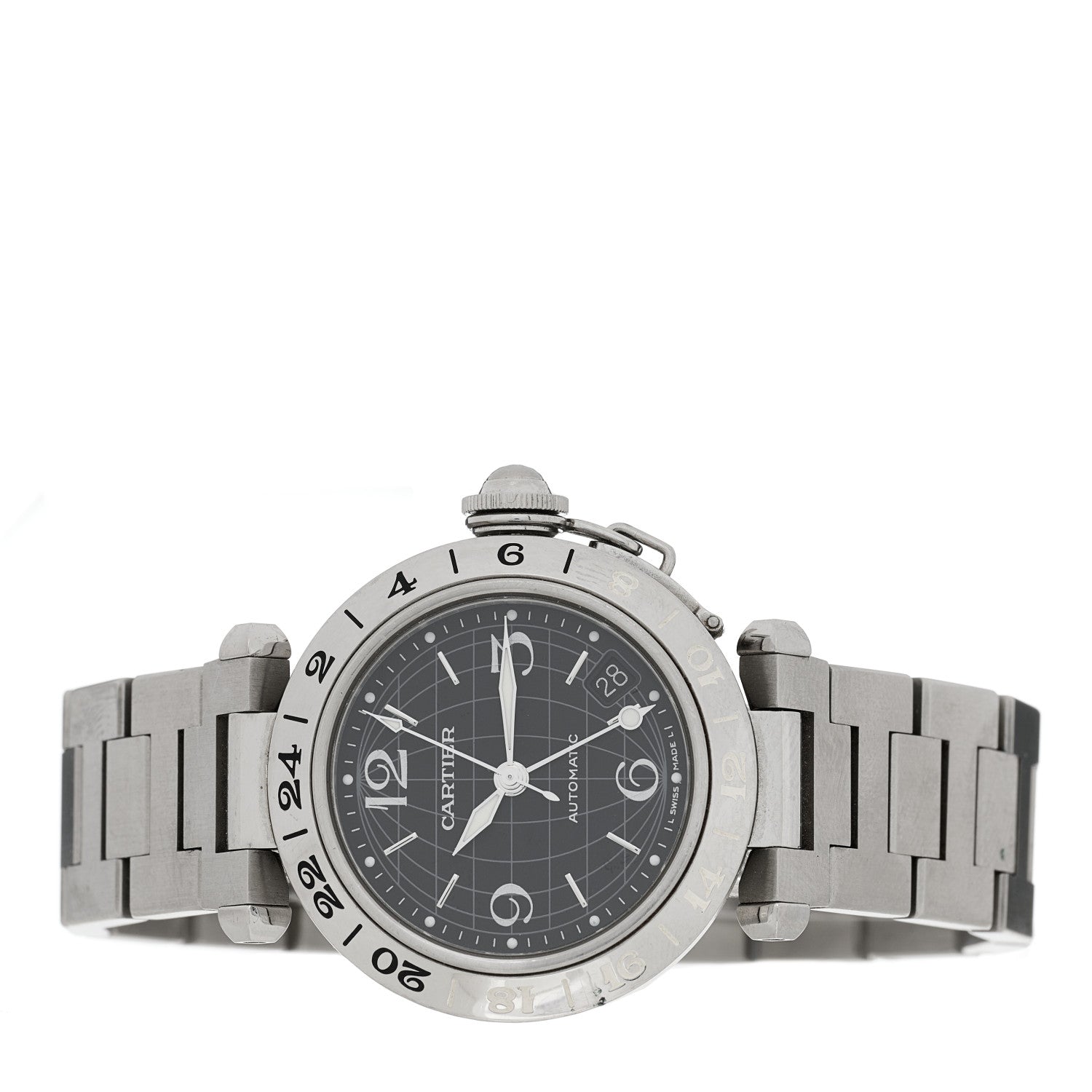 Cartier Stainless Steel 35mm Pasha GMT Automatic Watch Black 2 of 4