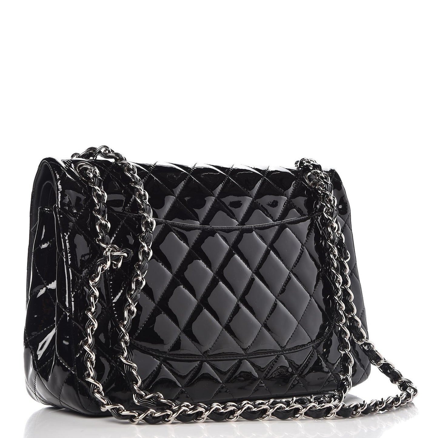 Patent Quilted Jumbo Double Flap Black