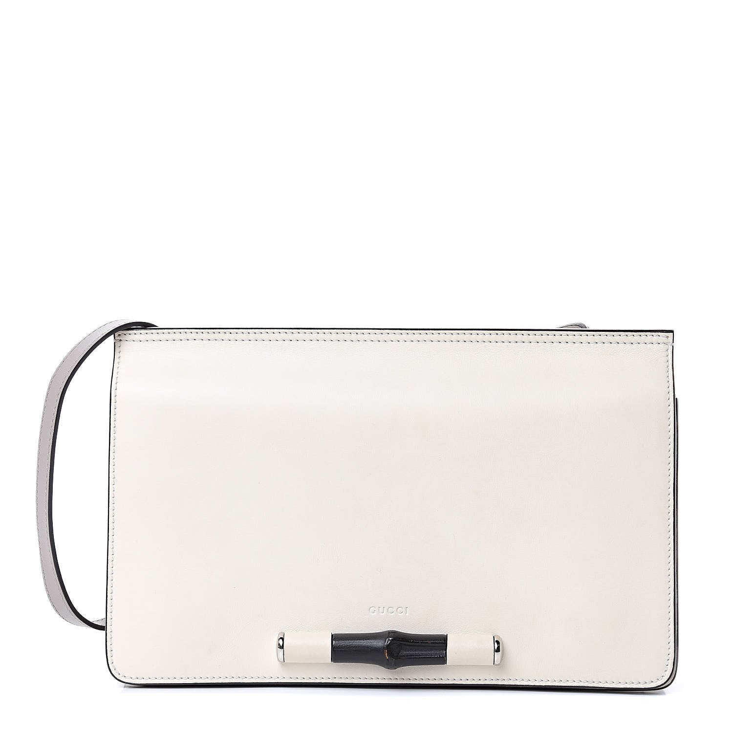 Gucci Calfskin Lady Bamboo Shoulder Bag White 1 of 12