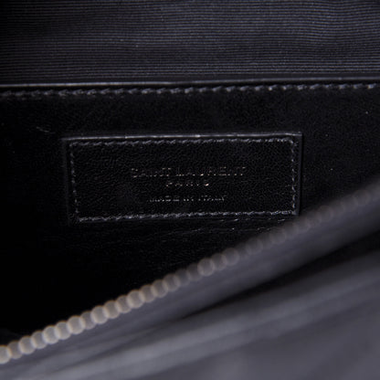 Saint Laurent Sheepskin Matelasse Chevron Monogram Monochrome Large College Satchel Black 8 of 8