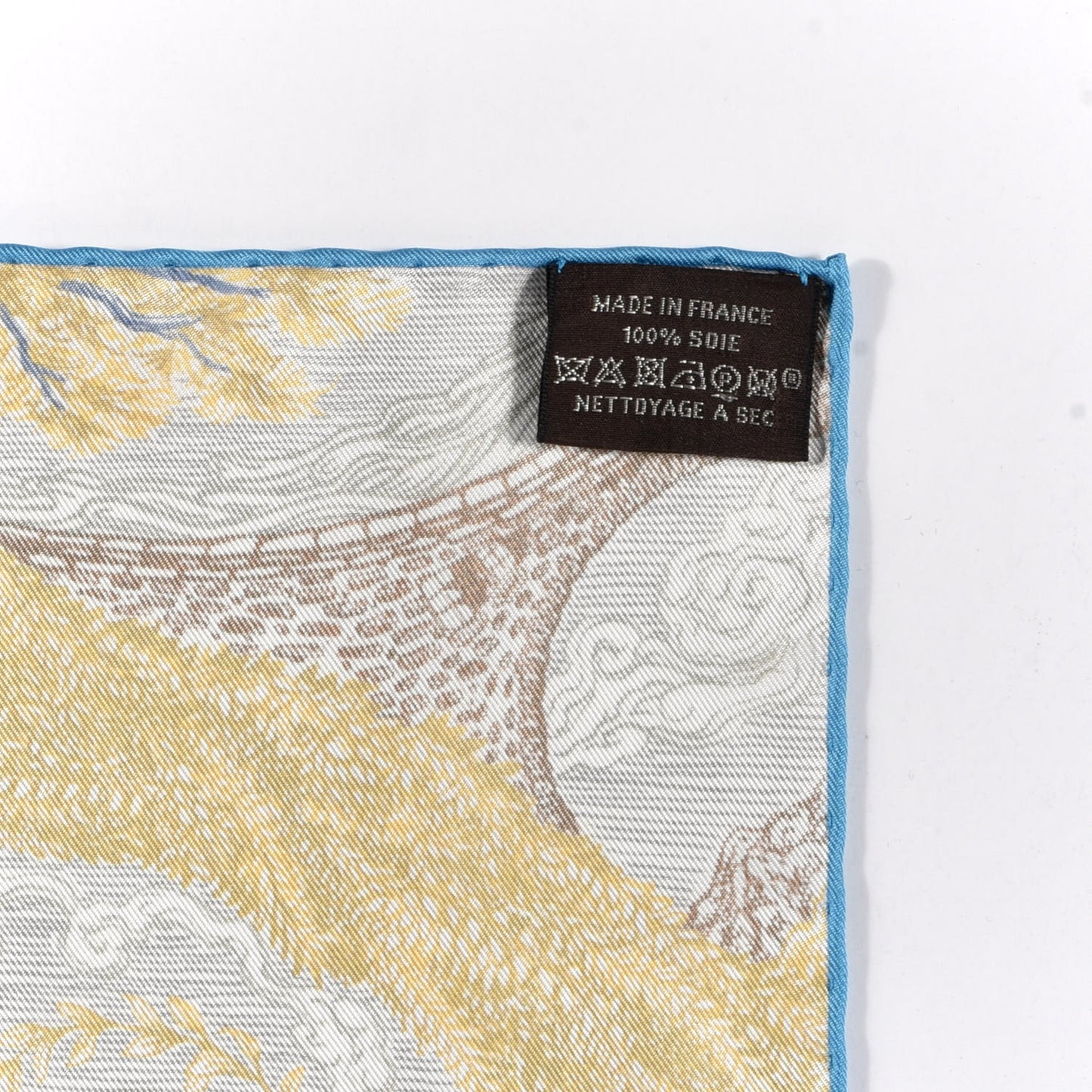 Silk Eleftheria Scarf 90 Gris Argent Bleu Vif Miel