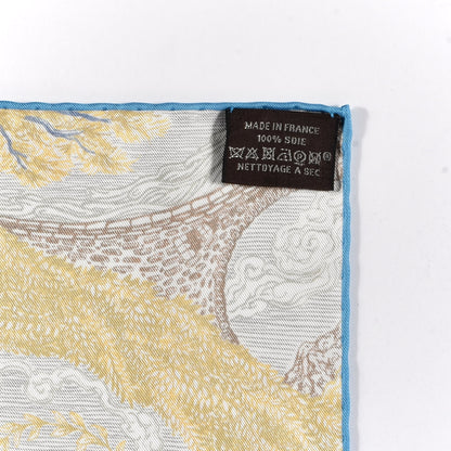 Hermes Silk Eleftheria Scarf 90 Gris Argent Bleu Vif Miel 4 of 4
