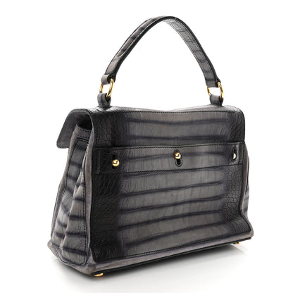 Saint Laurent Nubuck Calfskin Crocodile Embossed Small Muse Two Grey 2 of 14