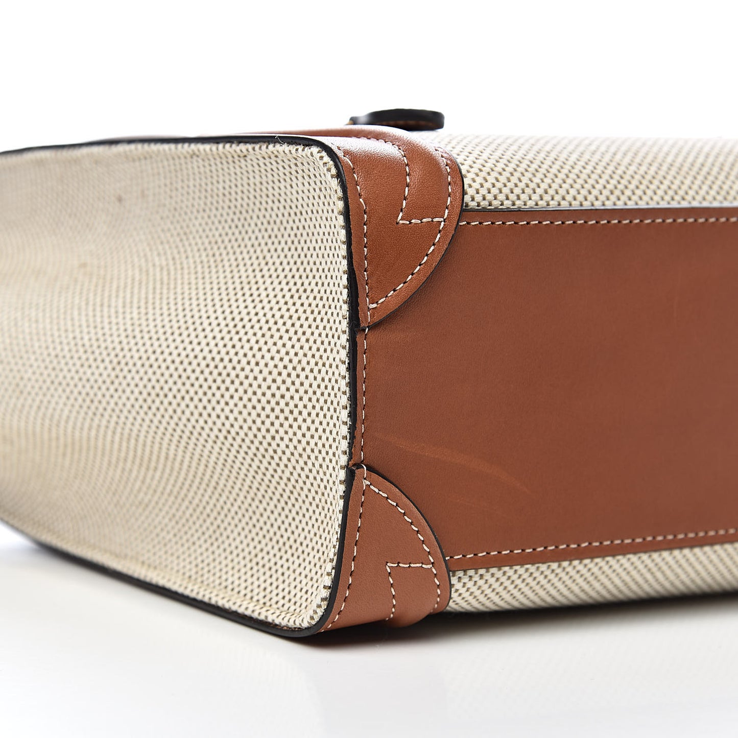 Textile Smooth Calfskin Nano Luggage Tan White