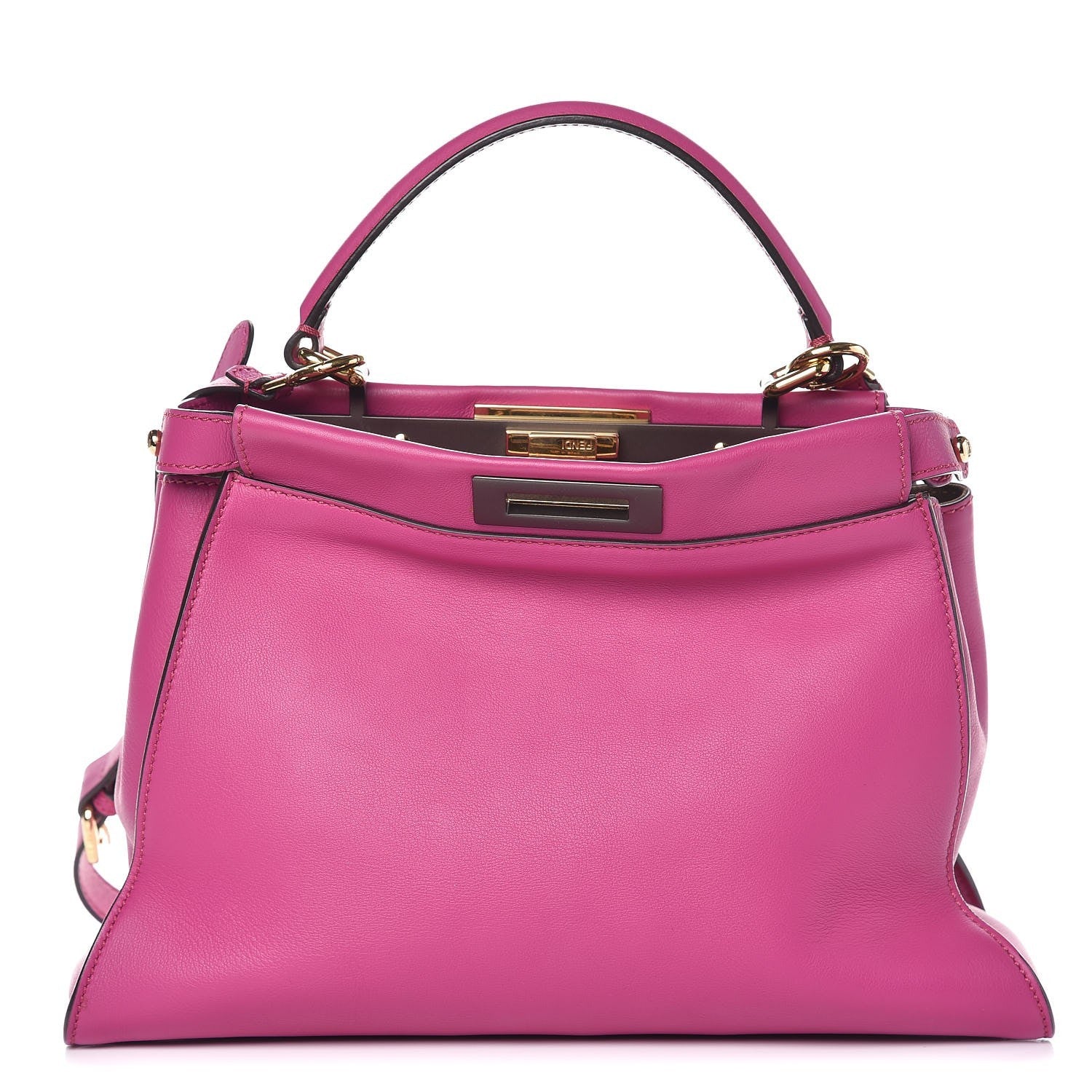 Fendi Vitello Seta Medium Peekaboo Iconic Satchel Magenta 1 of 9