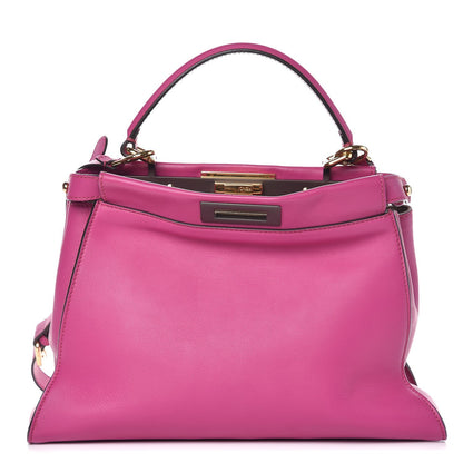 Fendi Vitello Seta Medium Peekaboo Iconic Satchel Magenta 1 of 9