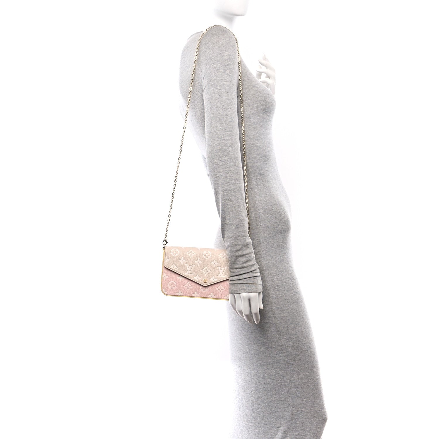 Louis Vuitton Empreinte Spring in the City Felicie Pochette Chain Wallet Pink Beige Yellow 2 of 14