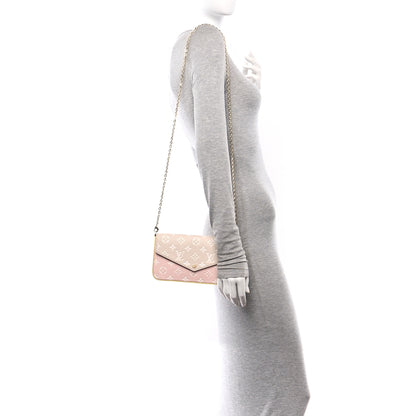 Louis Vuitton Empreinte Spring in the City Felicie Pochette Chain Wallet Pink Beige Yellow 2 of 14