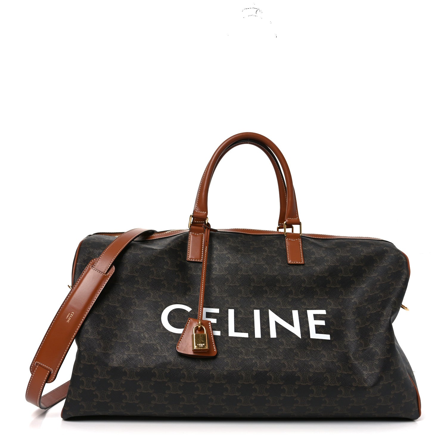 Celine Triomphe Canvas Large Voyage Duffle Tan 1 of 8