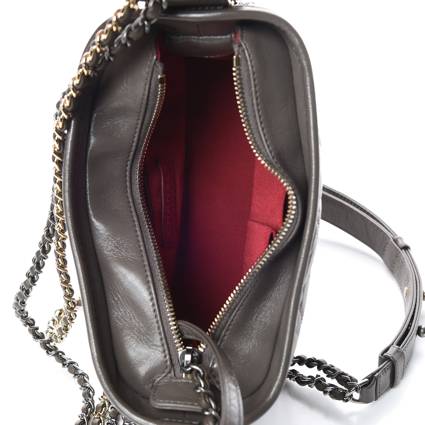 Aged Calfskin Quilted Small Gabrielle Hobo Grey
