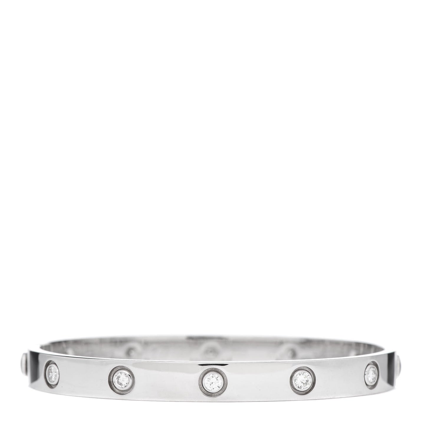 18K White Gold 10 Diamond LOVE Bracelet 17