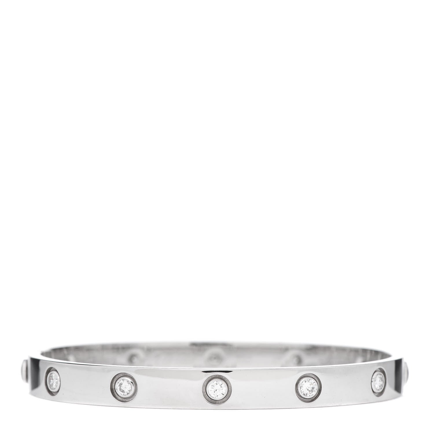 Cartier 18K White Gold 10 Diamond LOVE Bracelet 17 1 of 8