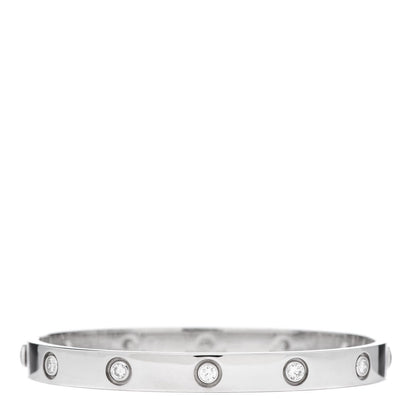 Cartier 18K White Gold 10 Diamond LOVE Bracelet 17 1 of 8
