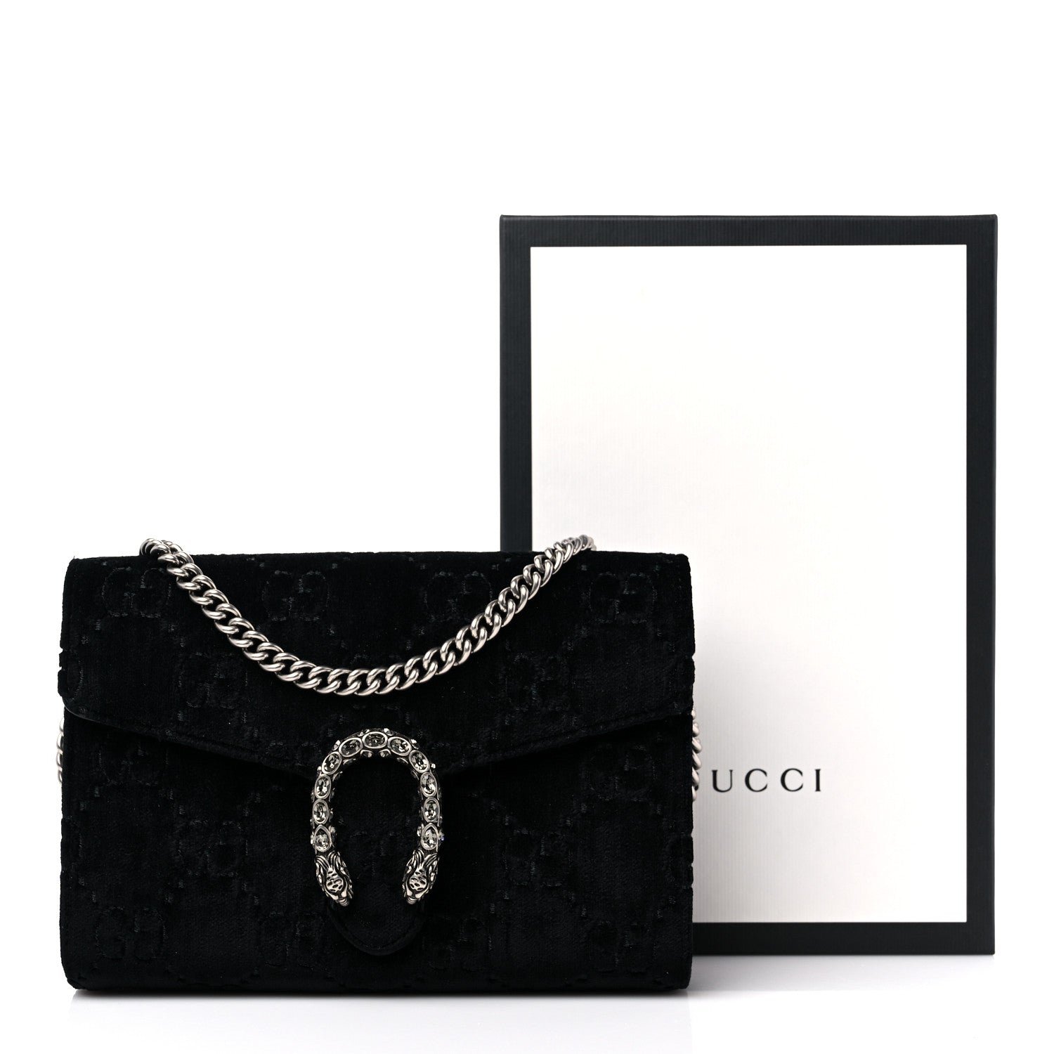 Gucci Velvet GG Monogram Mini Dionysus Chain Wallet Black 10 of 10