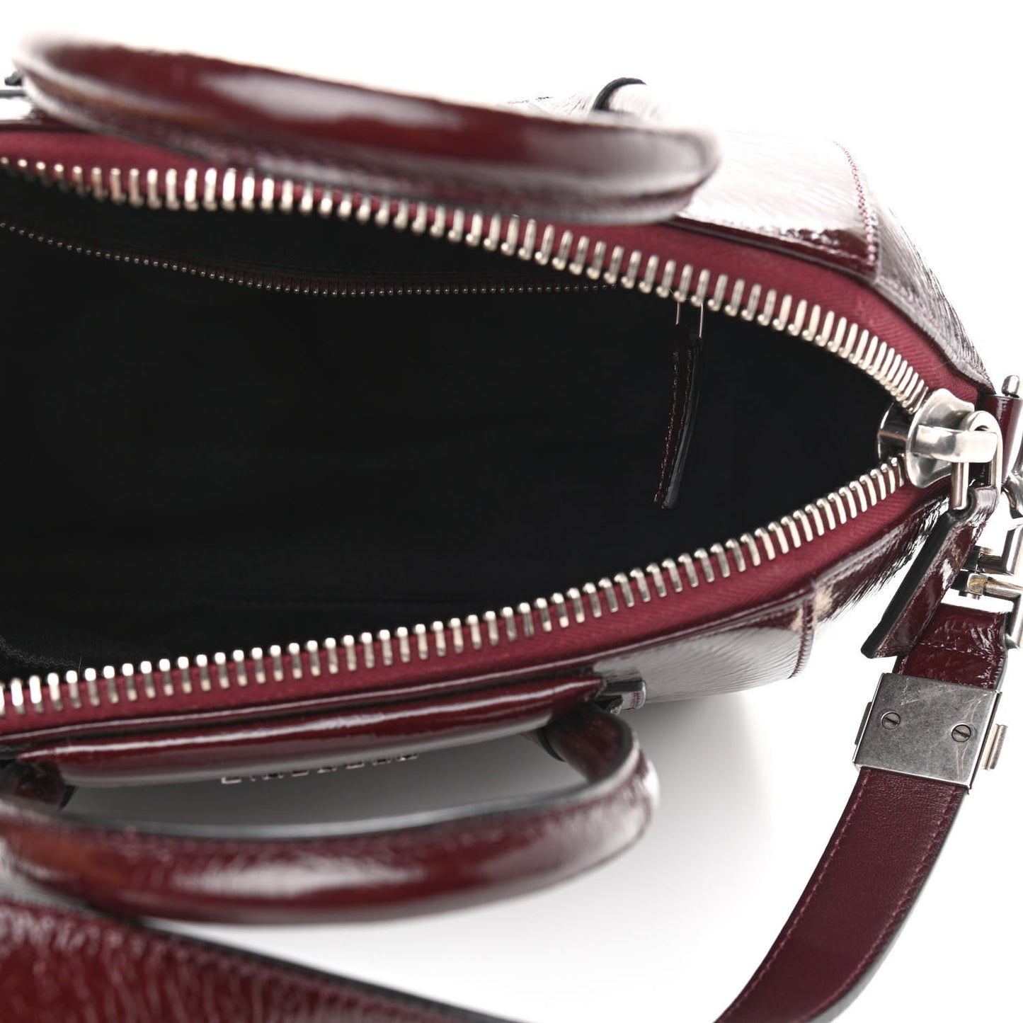 Crinkled Patent Calfskin Small Antigona Aubergine