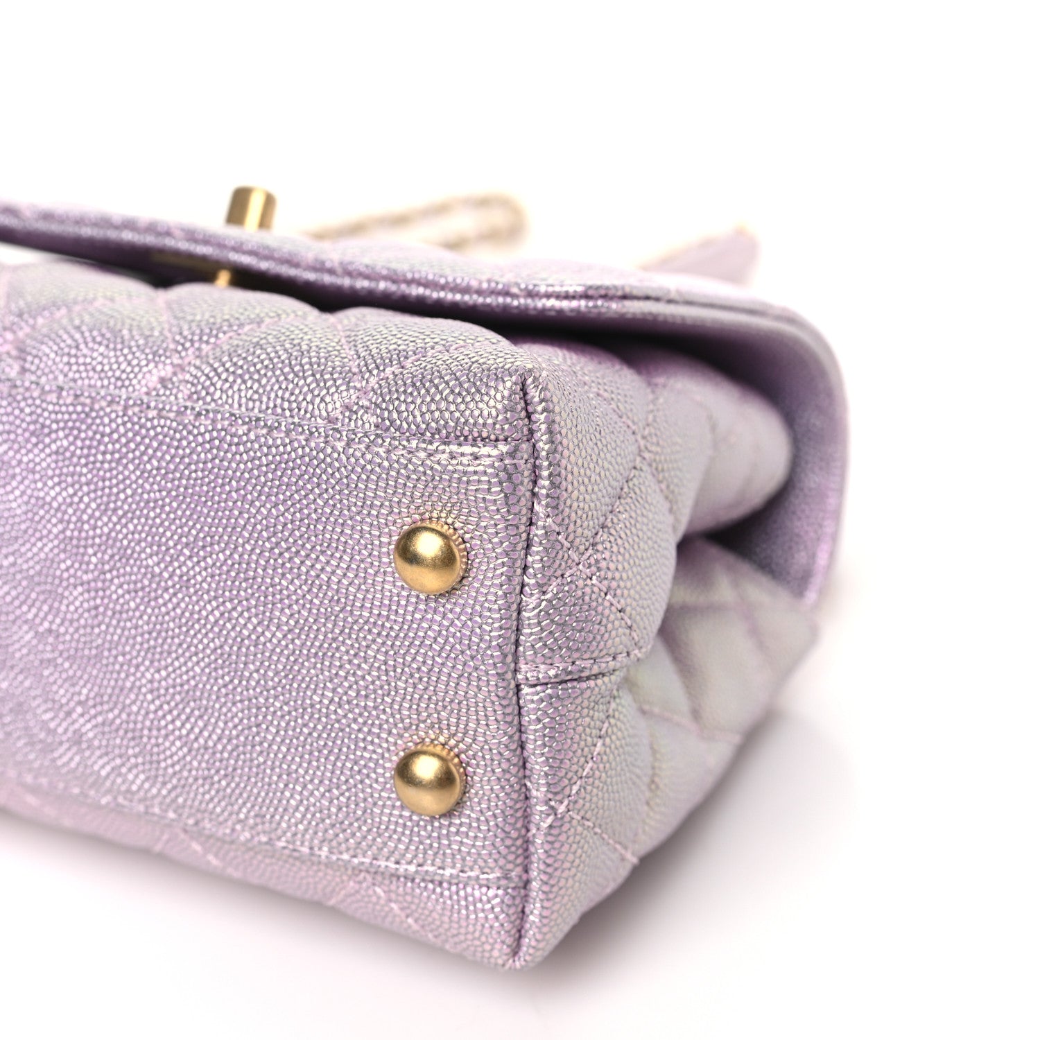 Chanel Metallic Caviar Quilted Extra Mini Coco Handle Flap Light Pink 9 of 9