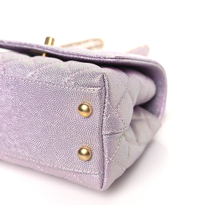 Chanel Metallic Caviar Quilted Extra Mini Coco Handle Flap Light Pink 9 of 9
