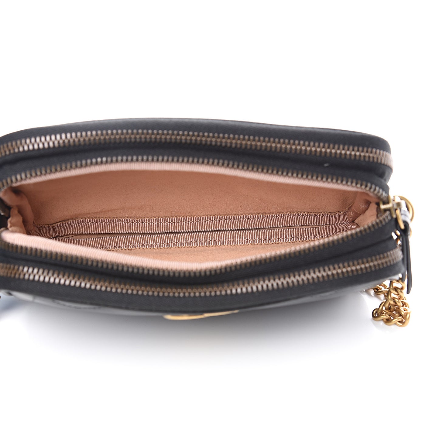 Calfskin Matelasse Mini GG Marmont Chain Crossbody Bag Black
