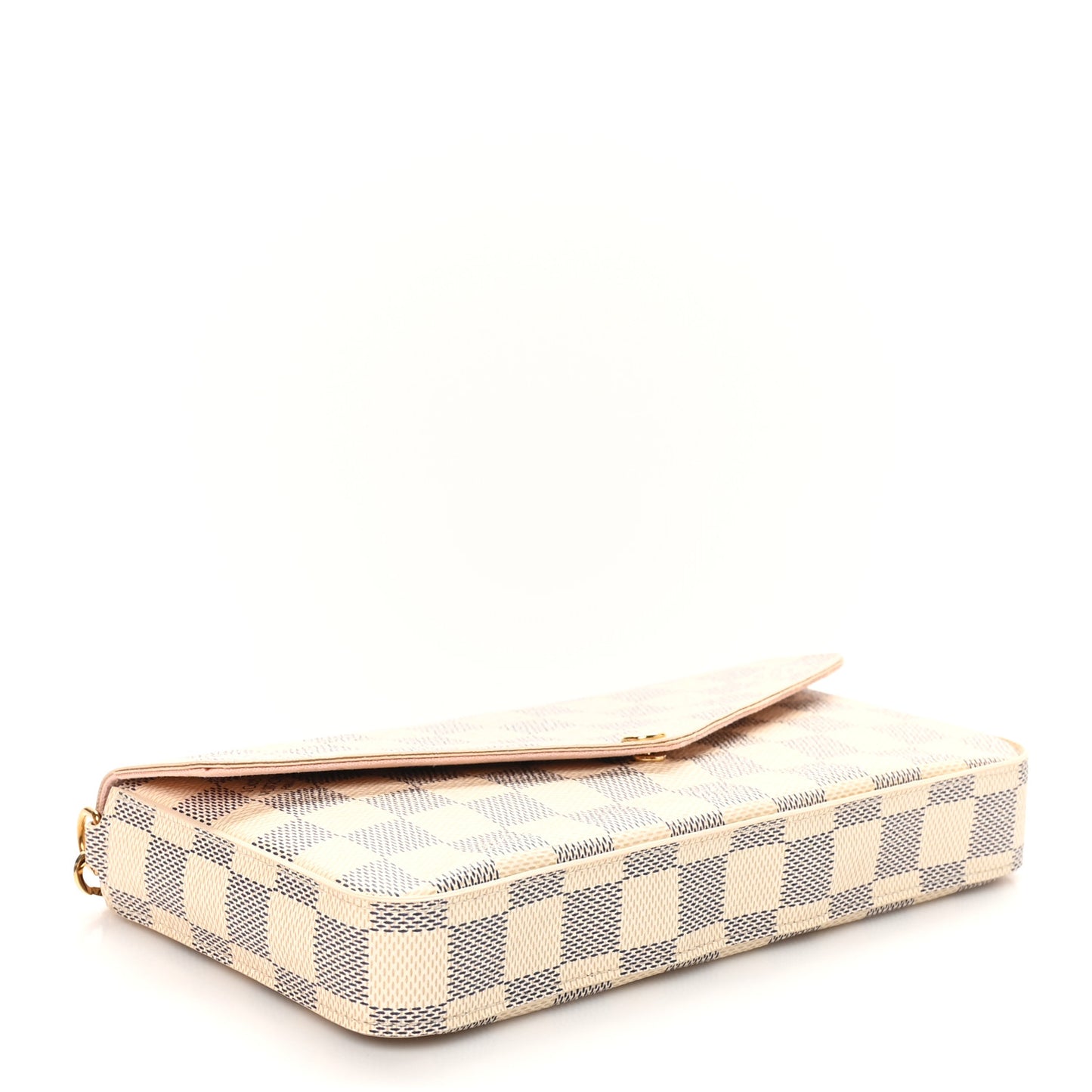 Damier Azur Pochette Felicie Chain Wallet Rose Ballerine