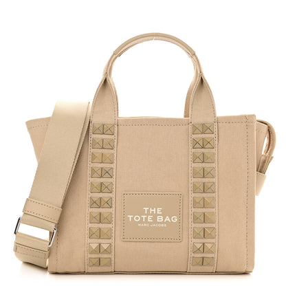 Marc Jacobs Cotton Canvas Mini The Stud Tote Bag Beige 1 of 10