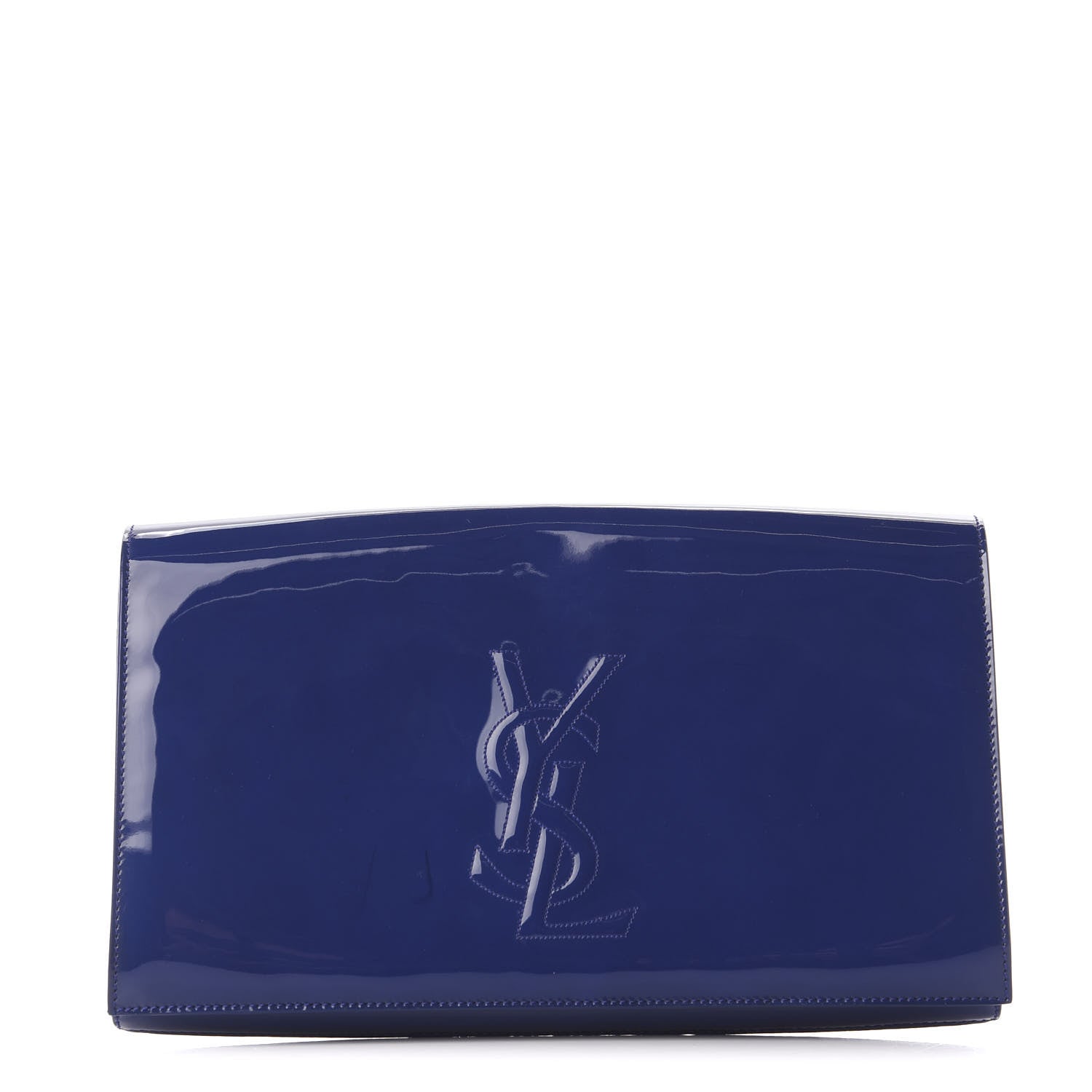 Saint Laurent Patent Calfskin Monogram Large Belle De Jour Clutch Royal Blue 1 of 9