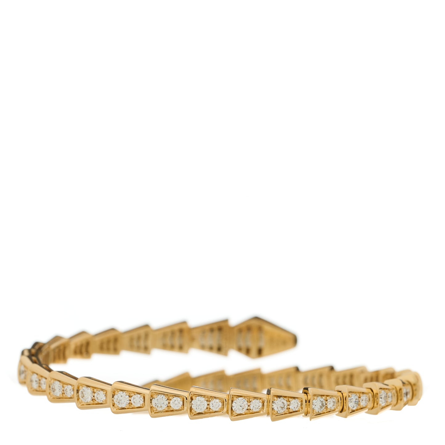 18K Yellow Gold Diamond Serpenti Viper Pave Bracelet M