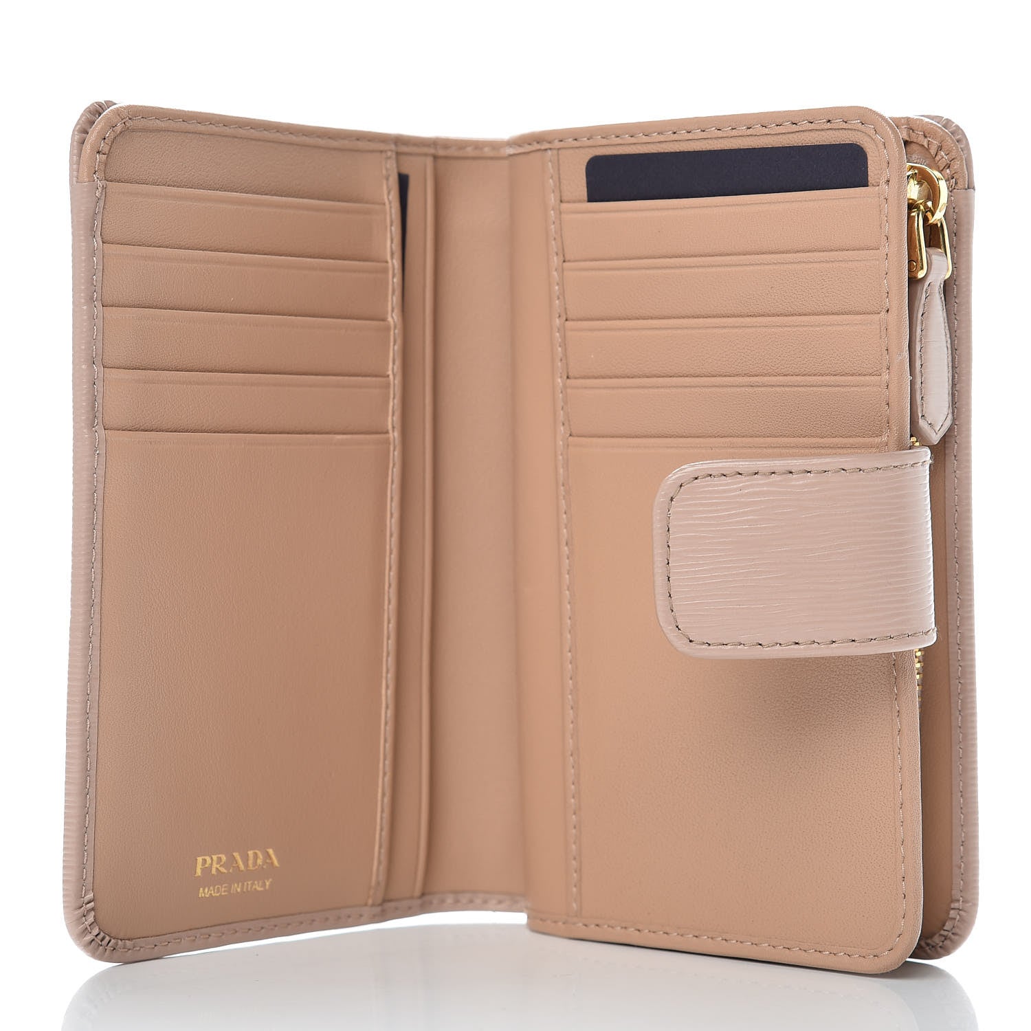 Prada Vitello Move Metal Zip Around Wallet Cammeo 5 of 8