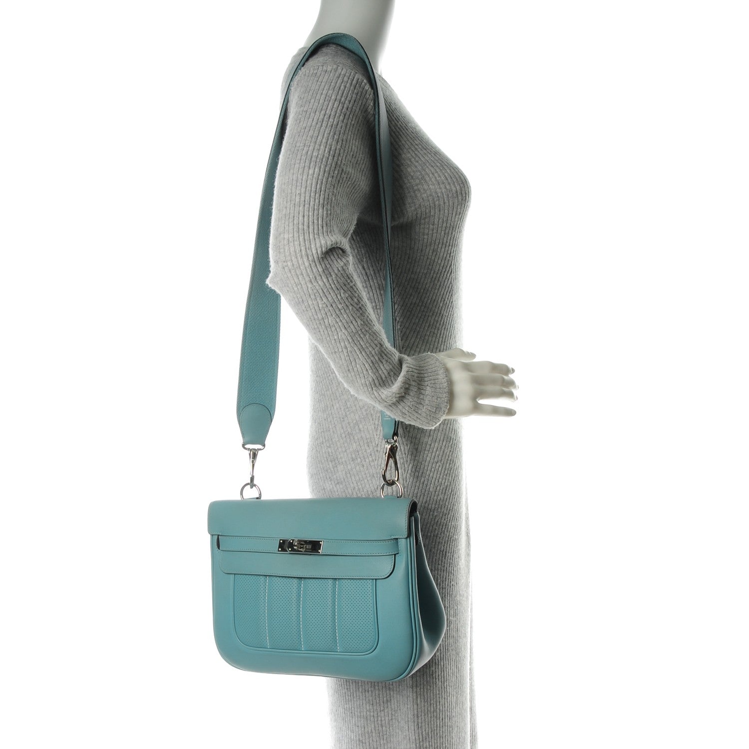 Hermes Veau Swift Sac Berline 28 Bleu Atoll 2 of 10
